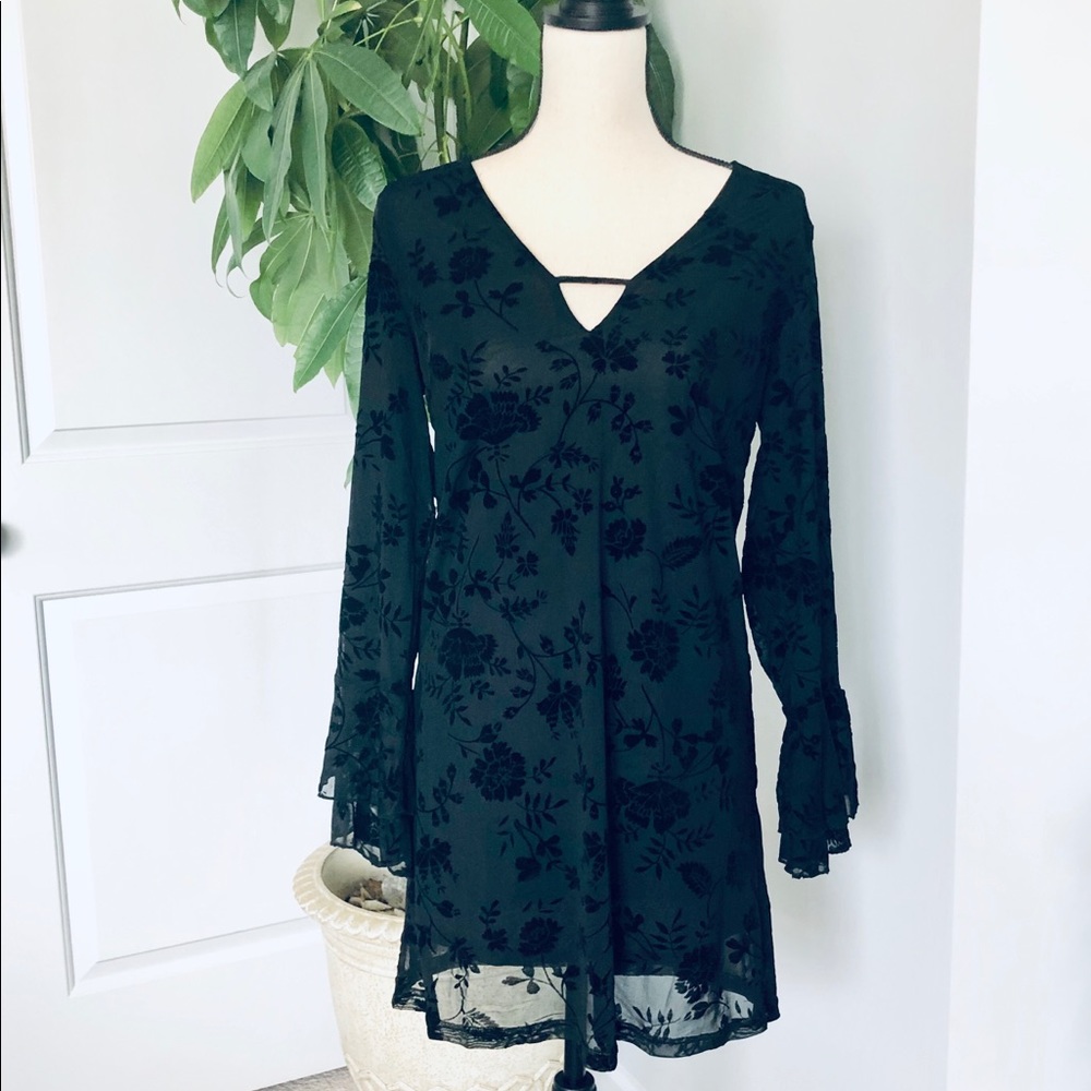 Honey Belle Black Bell Sleeve Dress